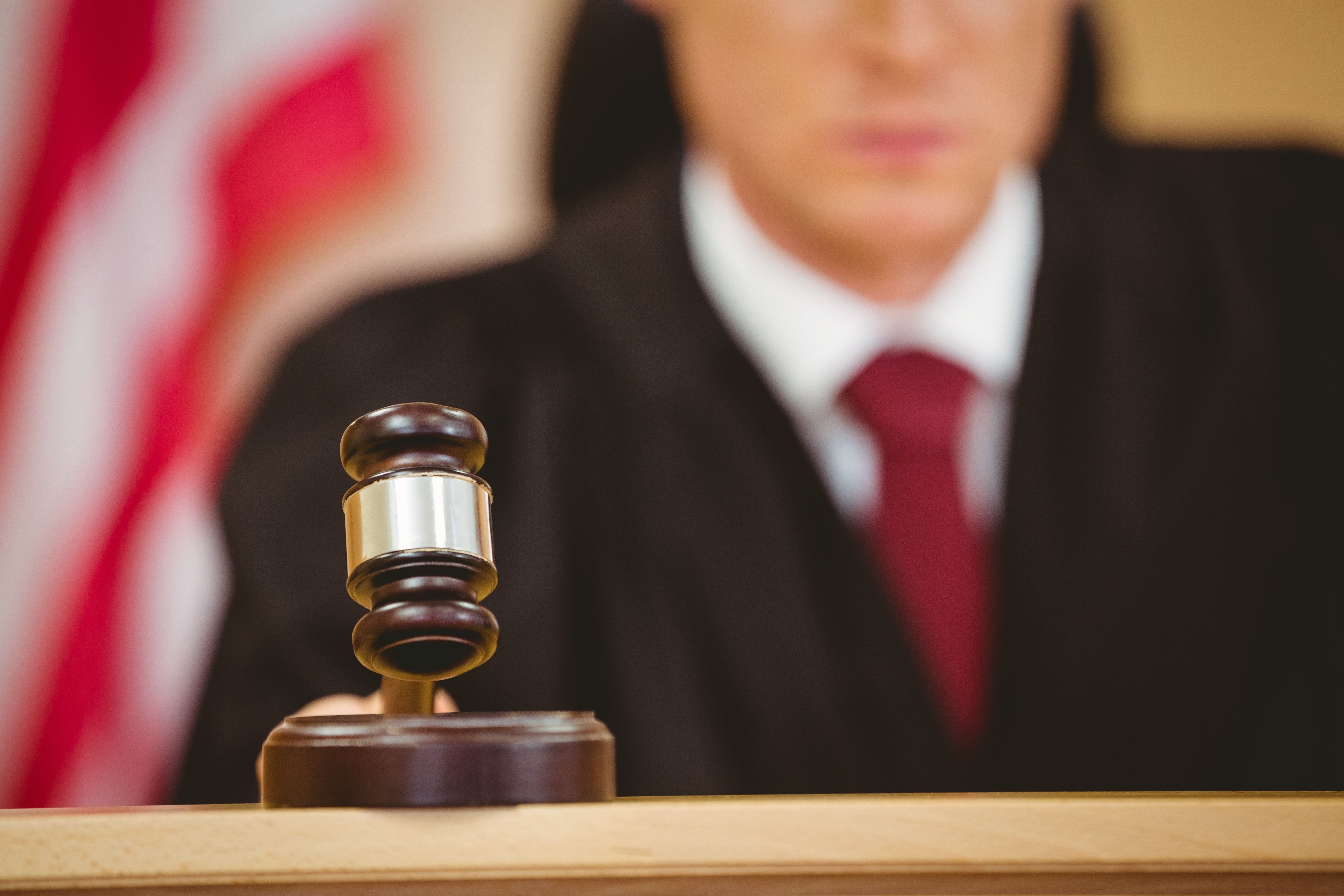 Judge and gavel in courtroom