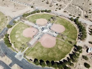 Overhead view of 4 Hesperia Softball fields